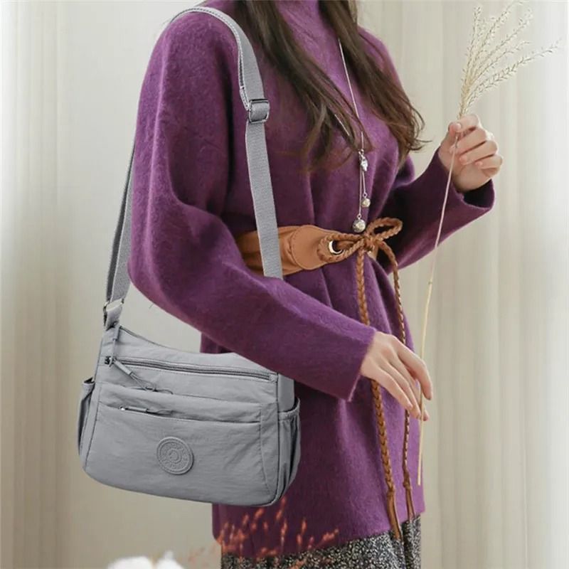 Multi Pocket Womens Casual Crossbody Bag With Multi Layer Design purple