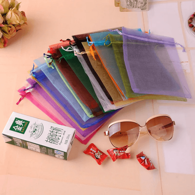 50 Piece Organza Gift Bags Sheer Jewelry And Party Favor Pouches 16