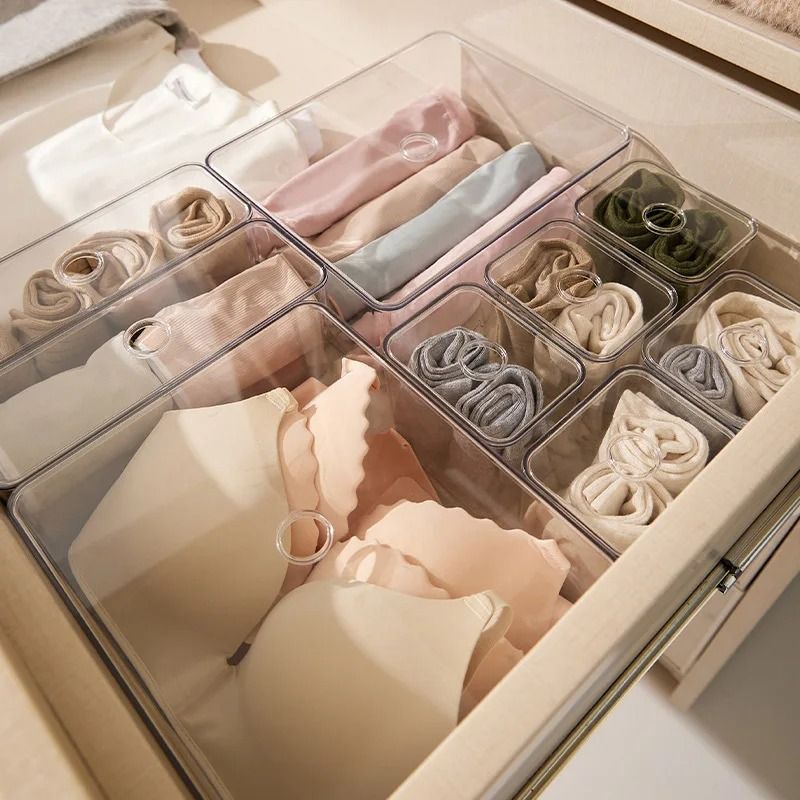 Clear Acrylic Drawer Organizer Set Transparent Storage Bins set C (3 Pcs)