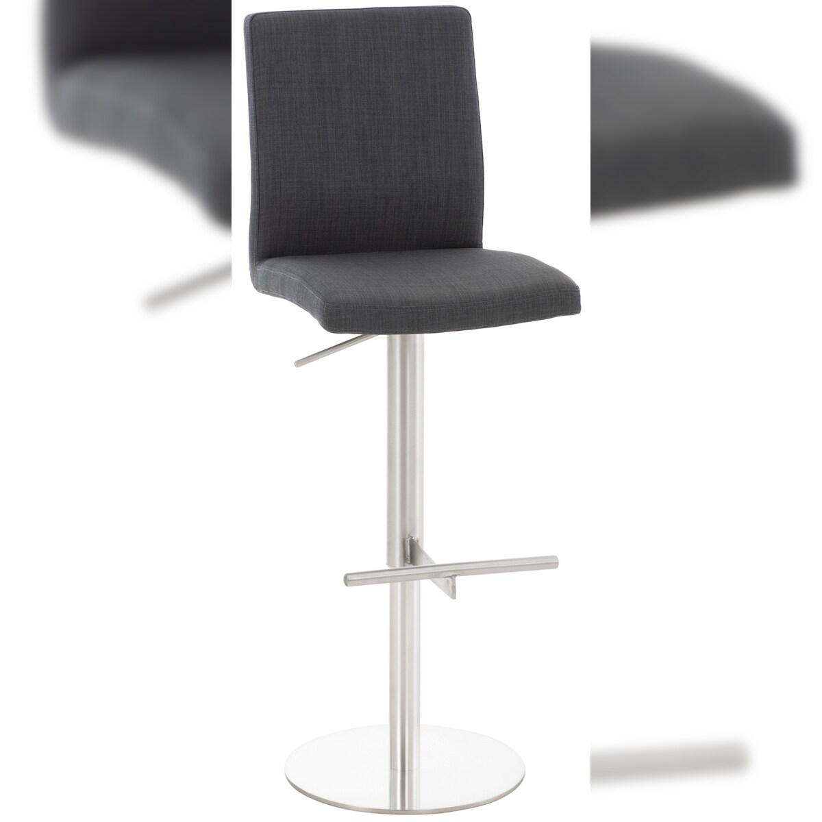 Proregal CHEFGASTRO Barhocker CANNES Stoff Edelstahl HxBxT 93x40x49cm Stoff Dunkelgrau Barstuhl Image
