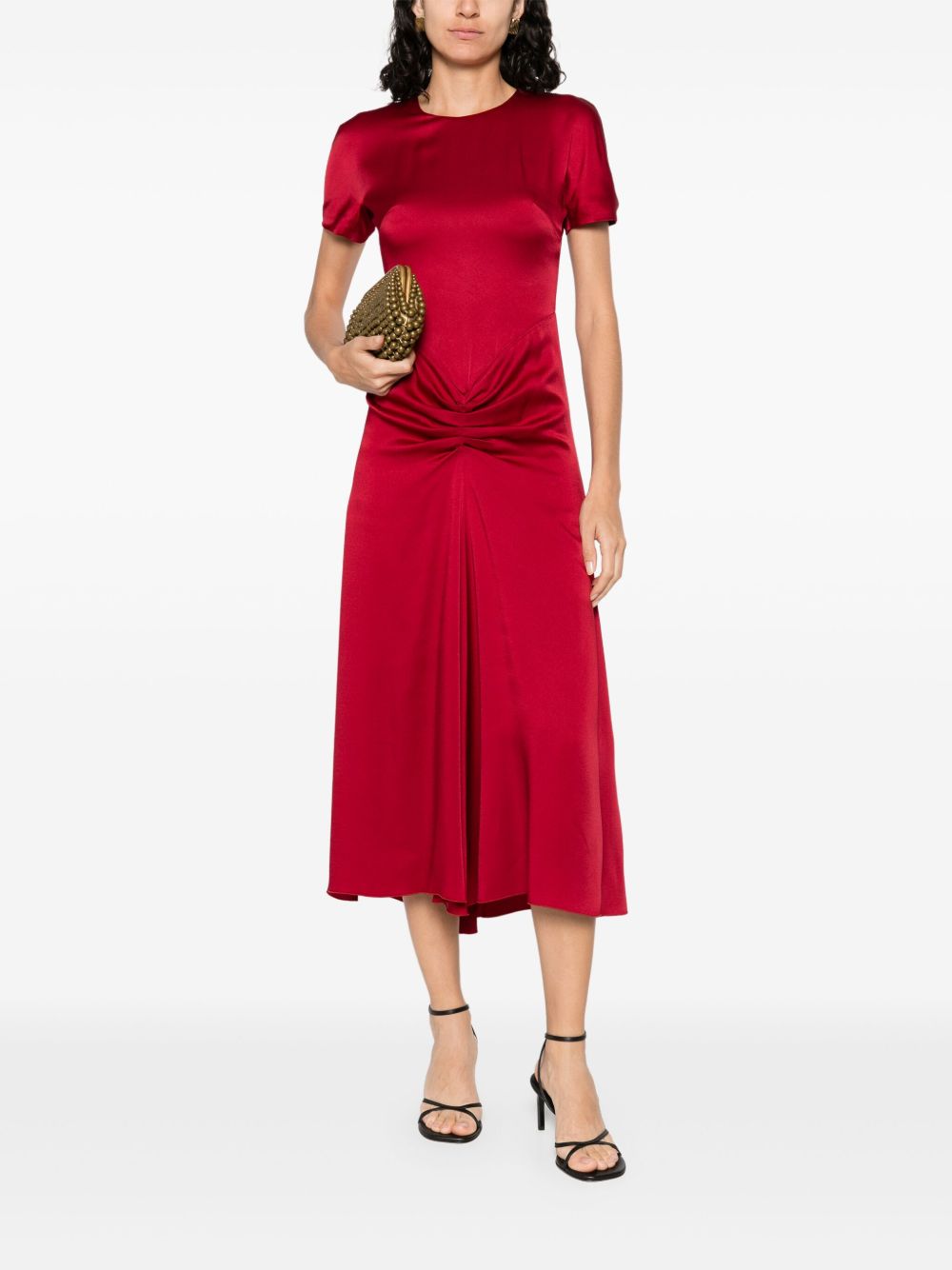 Rotes Rundhalsausschnitt-Kleid EU 34 / UK 6