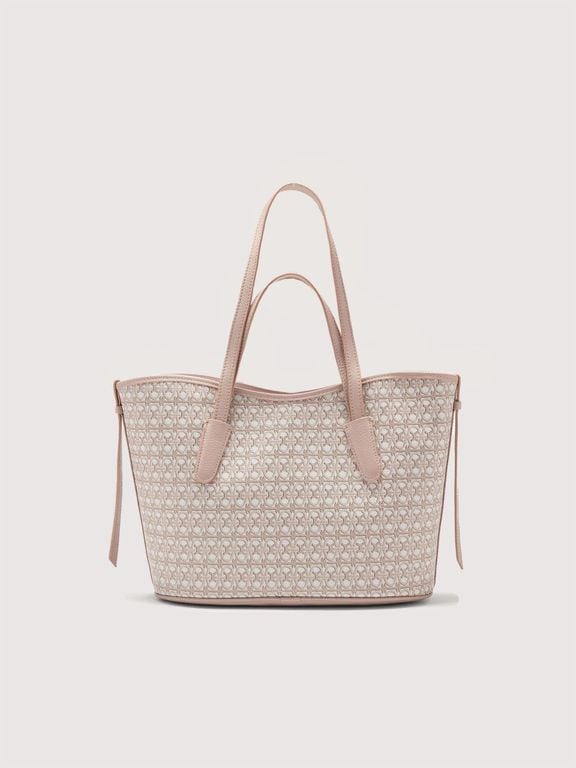 Monogram Coated Canvas And Grained Leather Tote Bag Never Without Bag Medium - Gray - Coccinelle Totes