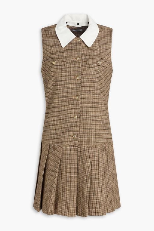 Houndstooth Tweed Mini Dress - Brown - Sandro Dresses
