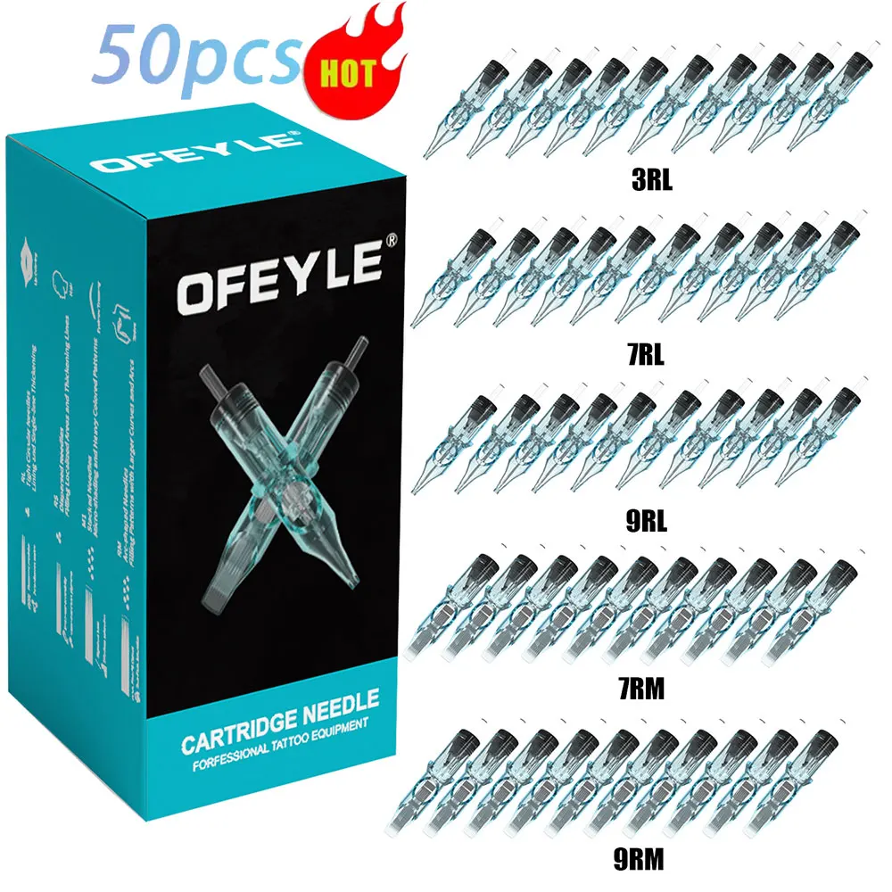 50 Stück Tattoo-Patronennadeln in verschiedenen Größen # 12 0,35 mm sterilisierte Einweg-Tätowierungsnadeln mit Sicherheit für Tätowiermaschine Image
