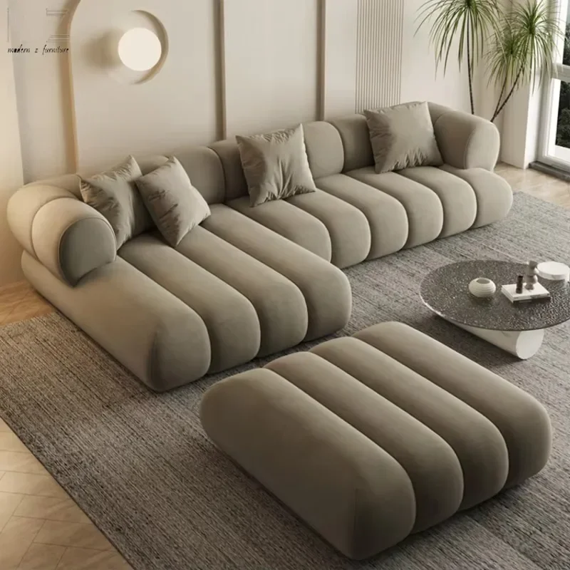 Sofa-Set Möbel Vakuumkomprimiert Beige L-förmig für Kleine Räume Apartment Image
