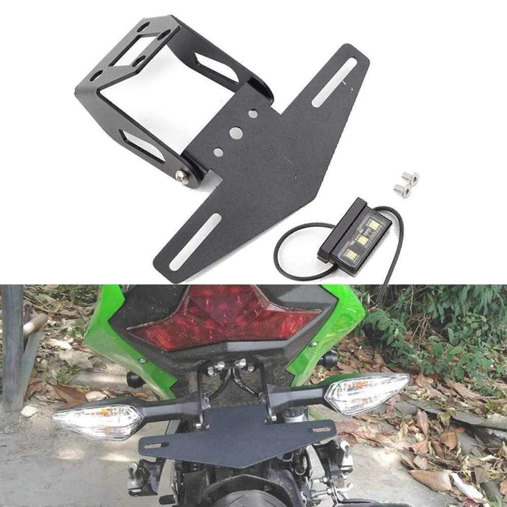 1kit Motorrad Hinten Kennzeichen Halter LED Licht Für Kawasaki Ninja400 2018-2023 Ninja 250 Z400 2019- Image