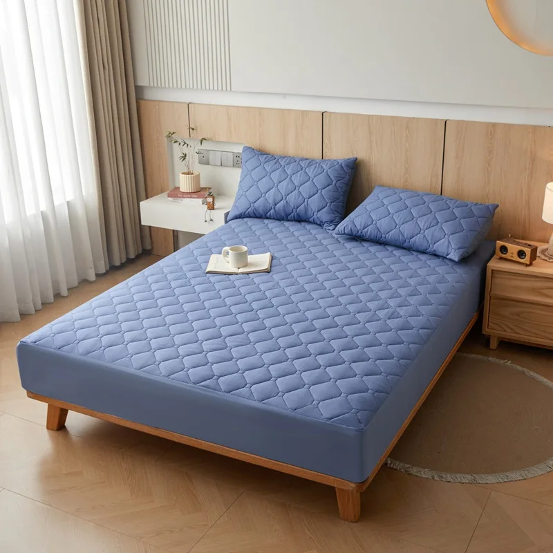 Wasserdichtes Einfarbiges Matratzenschoner mit Elastischem Band Bettlaken Einzel Doppel Queen King Size Spannbettlaken Image