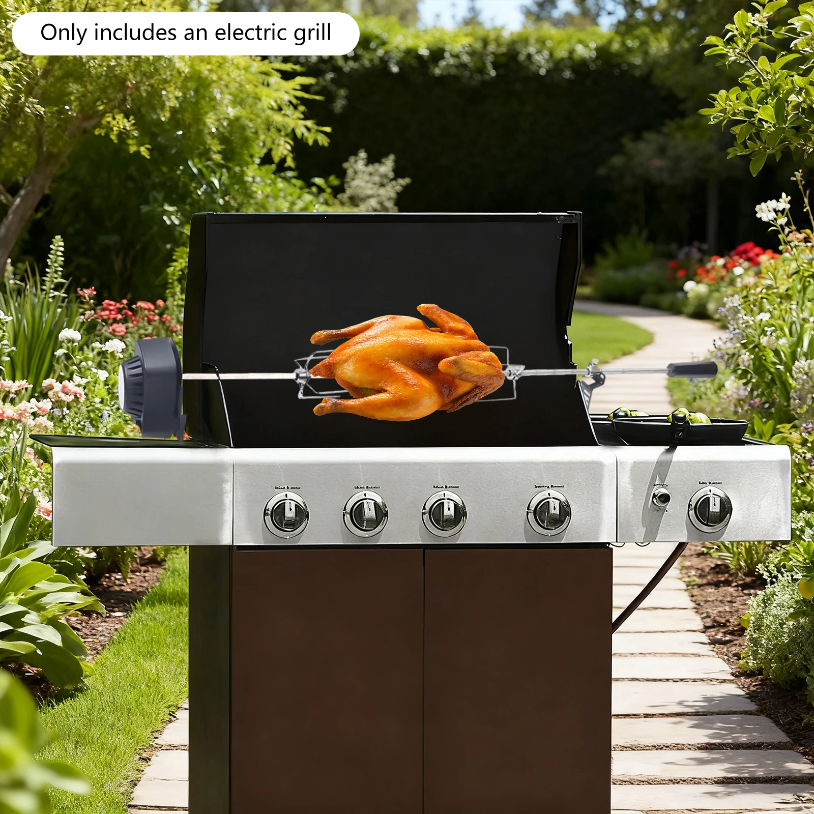 Rotisserie-Spieß, professioneller rotierender Grillspieß, 360° ° Automatischer rotierender Spieß 220–240 V für Picknicks im Freien, Camping Image