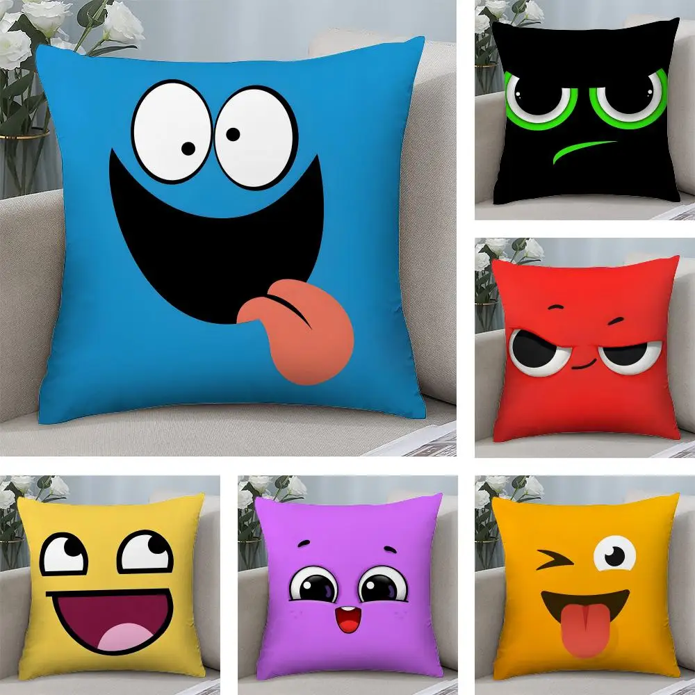 Lustiger Emoji-Kissenbezug aus Plüschstoff, weich, doppelseitig bedruckt, für Sofa, warm, für den Winter, für Zuhause, Kindergeschenk, Kissenhülle Image