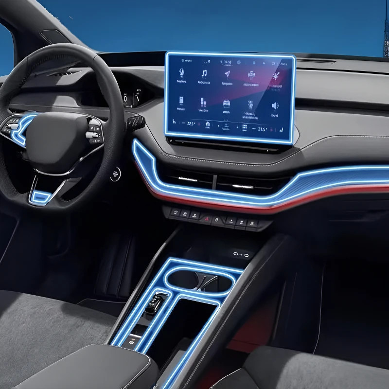 Für Skoda ENYAQ iV 20-Modelle, Armaturenbrett, Multimedia, GPS-Konsole, Navigation, transparente, kratzfeste Schutzfolie, Modifikation Image