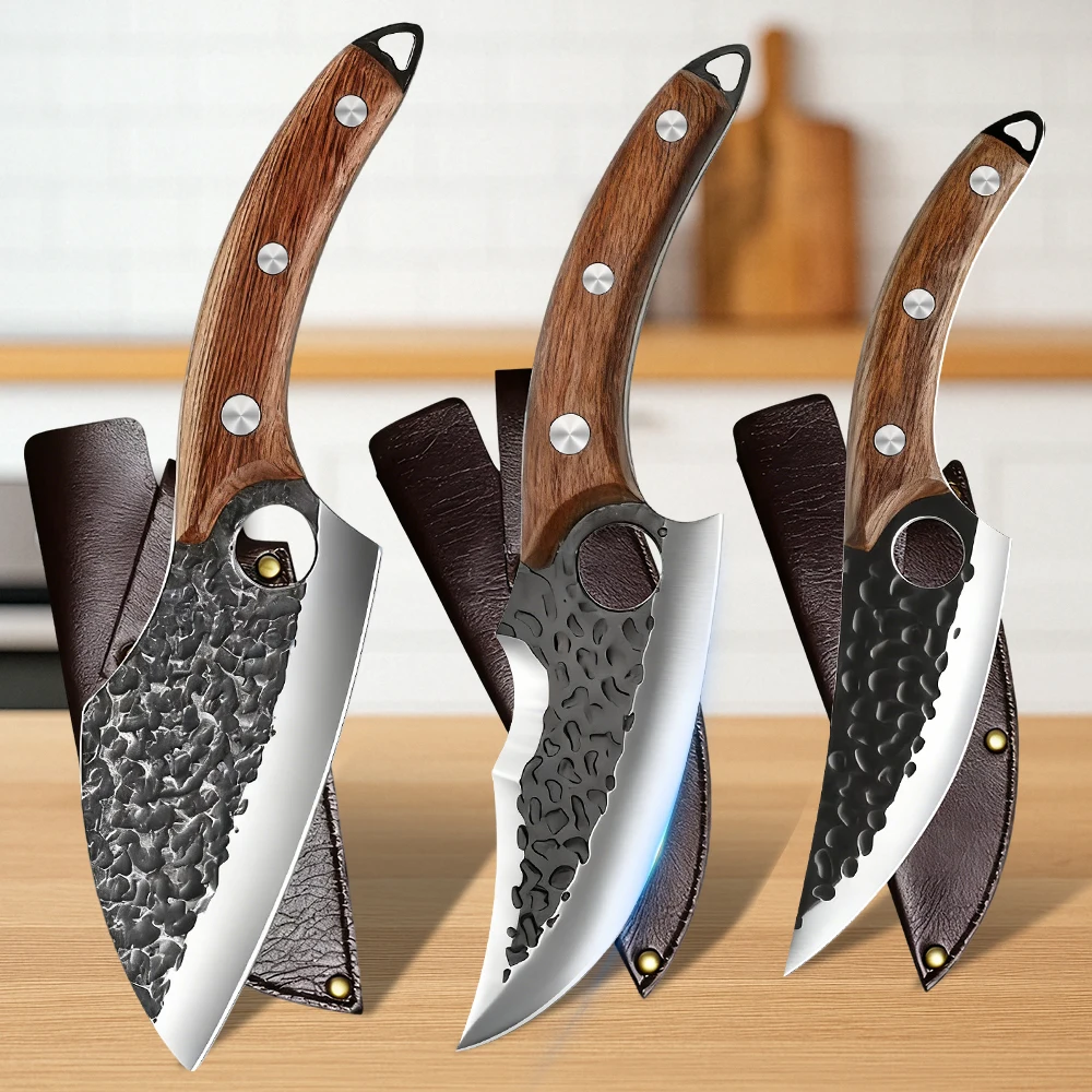 DFITO Küchenmesser-Set: Profi-Kochmesser, Allzweckmesser, Fleischbeil, Tranchiermesser, Professionelles Haushaltsmesser aus Edelstahl Image