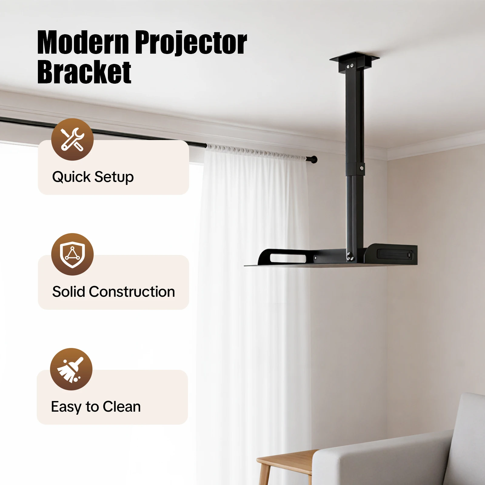 Projektorhalterung für Decke, Universelle Projektor-Aufhängung, Höhenverstellbar, Halterung für Konferenzraum, Klassenzimmer Image
