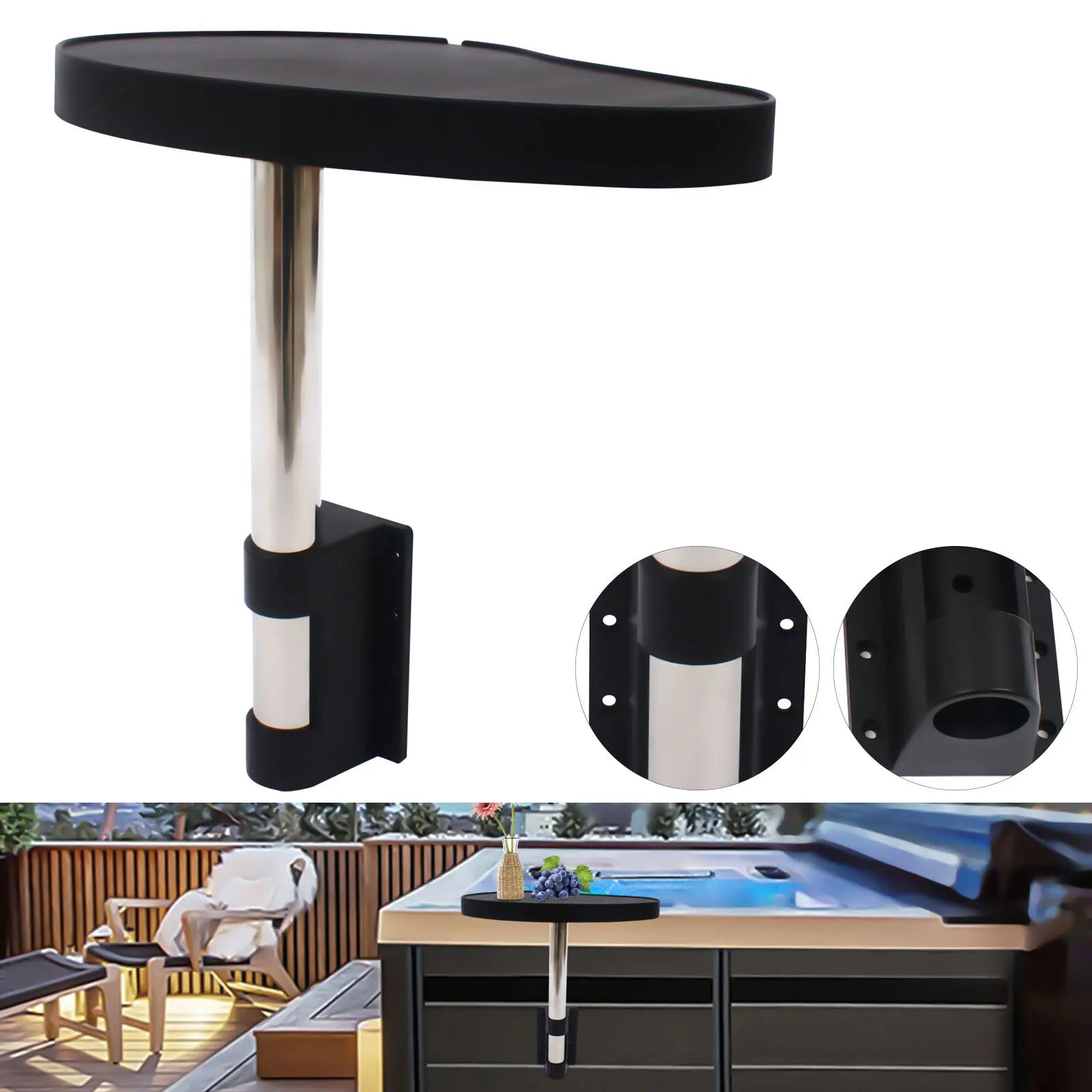 360 ° Drehbarer Spa-Caddy, Schwenkbares Seitenfach für Whirlpool & Schwimmbad, Rutschfest Image