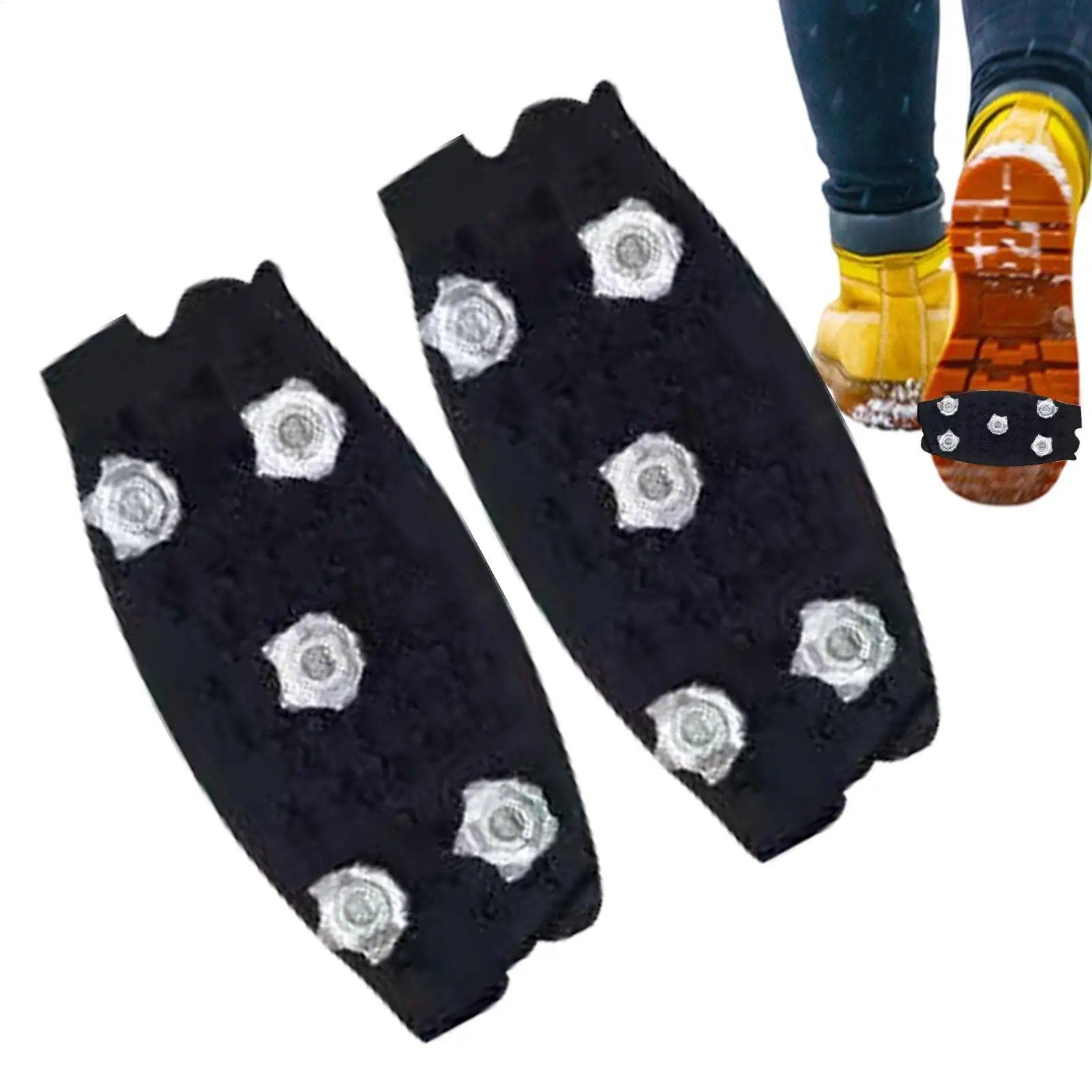 5-Zahn-Eisgriffe für Schuhe, Steigeisen, Eis-Traktionskramponen zum Wandern, Klettern, Skifahren, Camping und Reisen Image