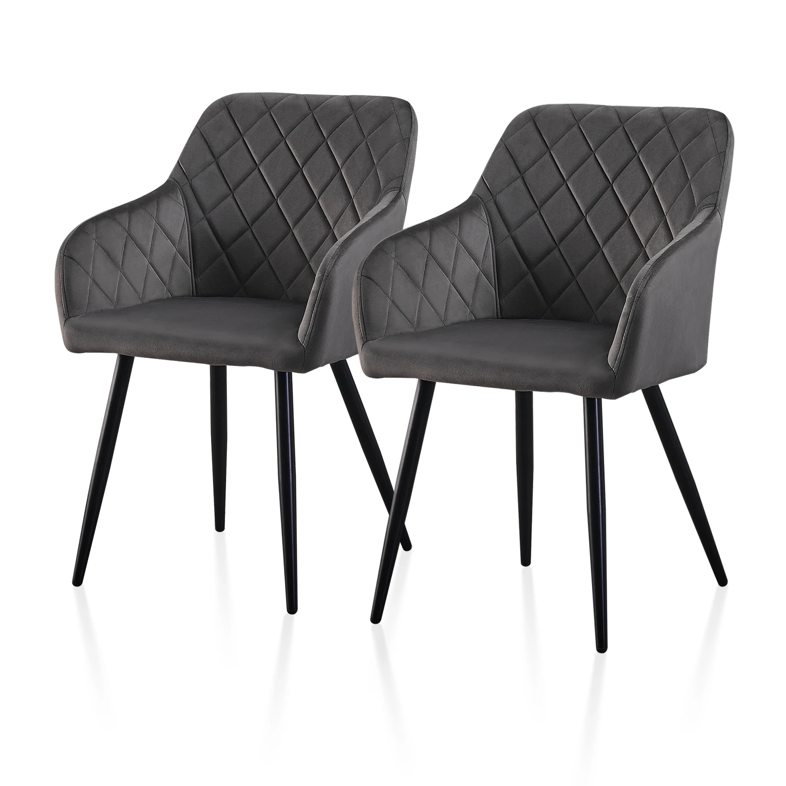 Esszimmerstühle, 2x samtgepolsterte Küchenstühle mit Armlehnen