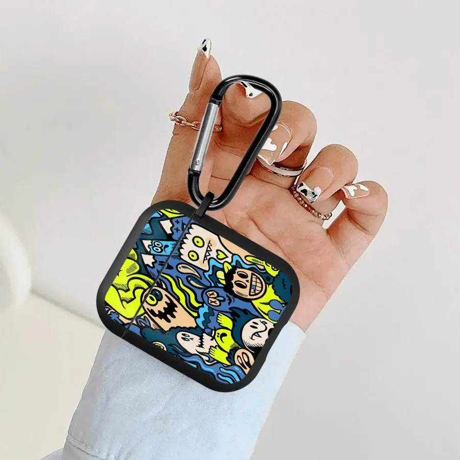 Kopfhörerhüllen Schutzhülle für Airpods Pro Pro2 1 2 3 Pro3 4 Cartoon Graffiti Monster Image