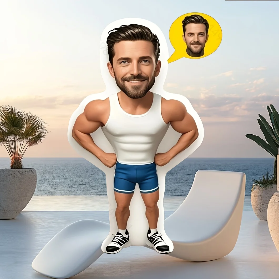 Personalisiertes Fotokissen mit Gesichtsmuster aus Ihrem eigenen Bild, weiches Plüschgewebe für Geburtstage, Valentinstag. Image