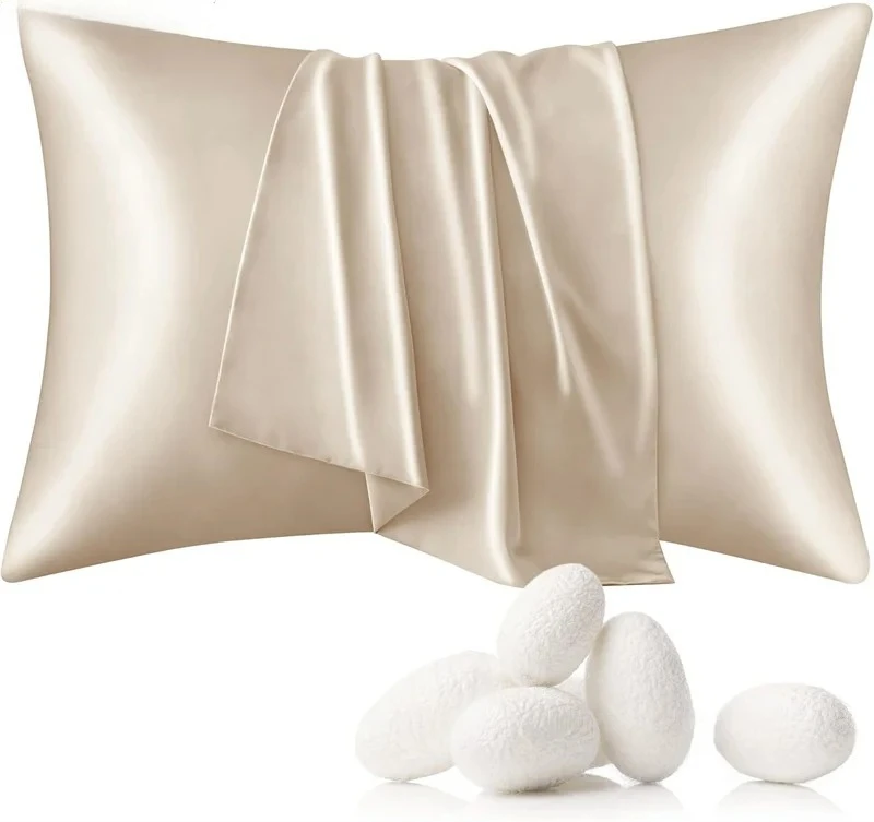 Natürlicher Maulbeerseide-Kissenbezug in Unifarbe, Momme-Umschlagkissenbezug, Bettwäsche-Schlafkissenbezug für Haar und Haut Image