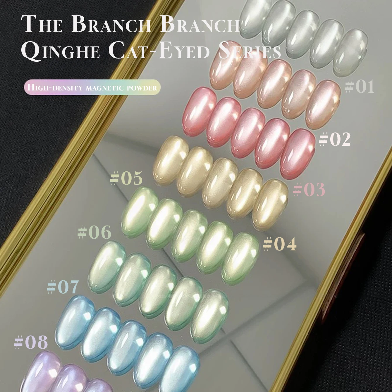 MIANEL 12 ML 1-8PCS Lychee Green Lotus Ultra Funkelnden Cat Eye Gel Polnisch High-Density Spiegel glas Perle 2025 Herbst Neue Ankunft Image