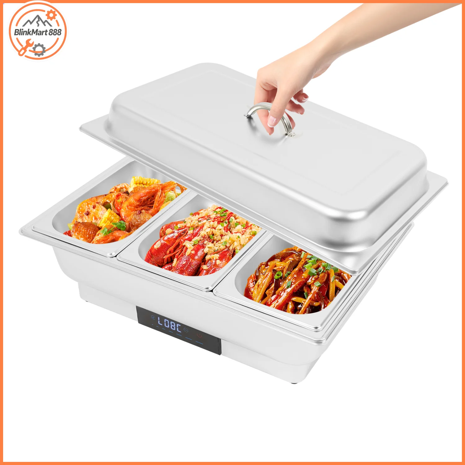 9L elektrische Heizung Chafing Dish Buffet Chafer mit Deckel | 600 W Touch Control Edelstahl-Catering-Wärmer-Server Image