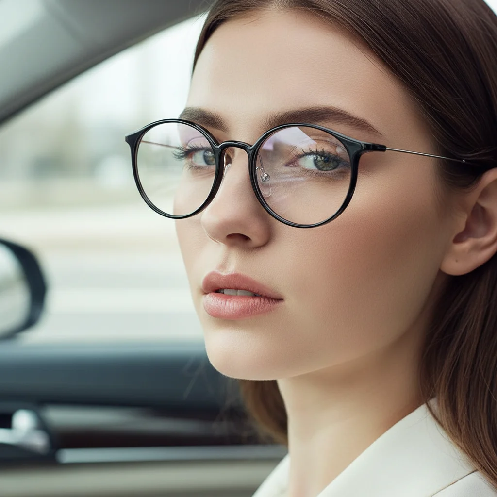 Ultraleichte Retro-Brille mit rundem Rahmen – stilvoll für Männer und Frauen. Geeignet für Autofahrerbrillen9536 Image