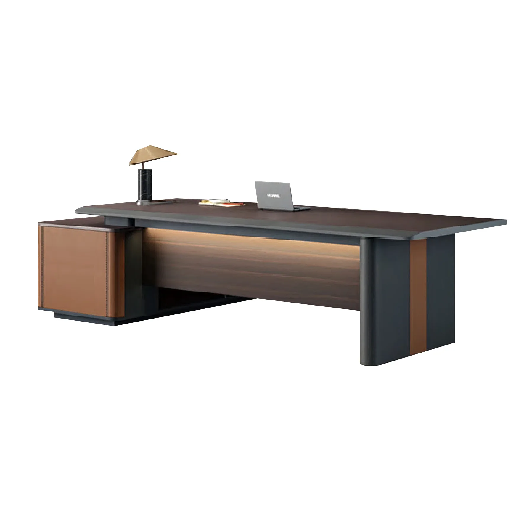 Holz-Chefschreibtisch, schlichter und moderner Chef-Schreibtisch mit malerischer Ausstrahlung Image