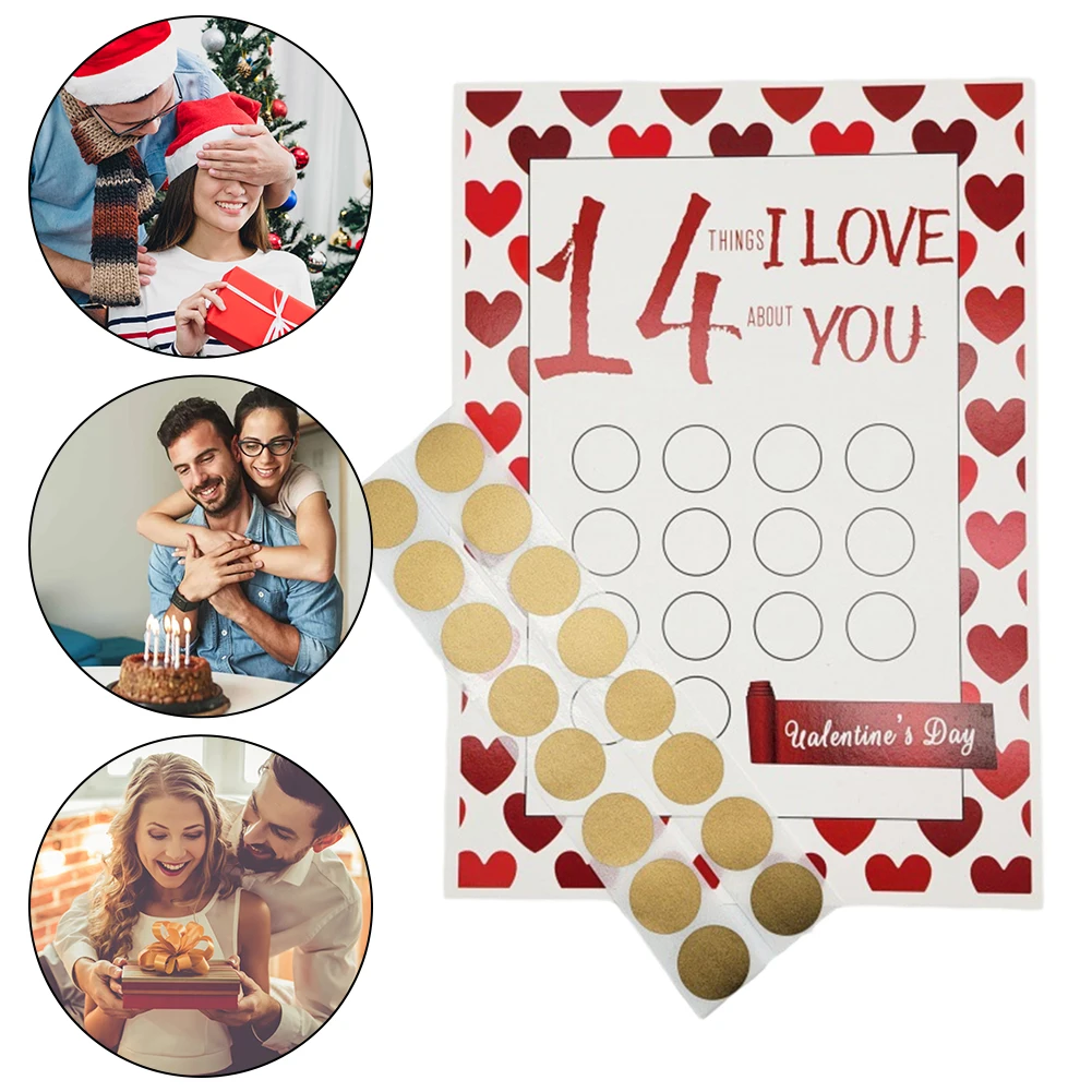 Valentinstag-Rubbelkarte „14 Things About I Love You“, Grußkarte, lustige Schaberkarten, Geschenke zum Geburtstag, Hochzeitstag Image