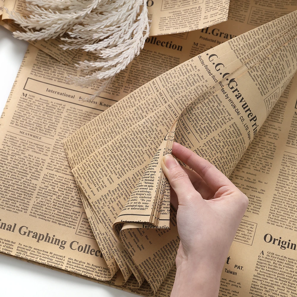 70*50cm Zeitungs-Kraftpapier Sonnenblumen-Blumenstrauß-Verpackung für DIY-Kunsthandwerk Buchumschlag-Verpackung Image