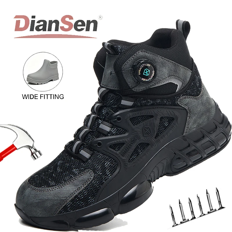 Hohe Arbeitsschuhe und Stiefel, bruchsichere Sicherheitsschuhe, Herren-Wanderstiefel, unzerstörbare Schuhe, lässige Wanderschuhe, Drehknopf Image