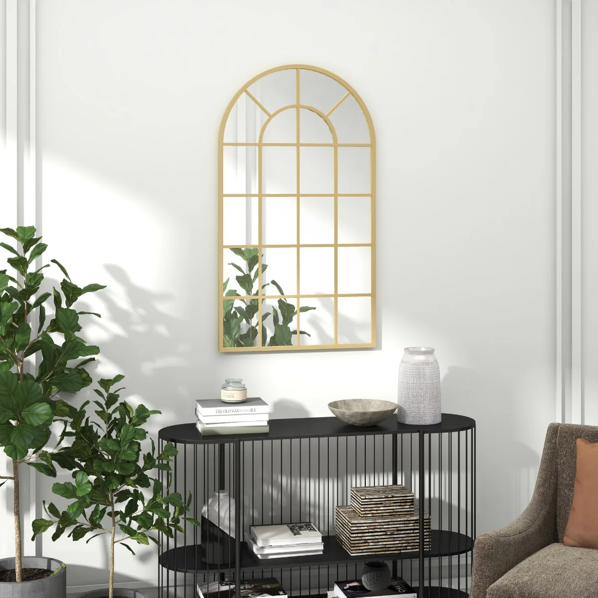 Goldener Metallrahmen Wandspiegel | 110x62cm Dekorativer Hängespiegel, Schlafzimmer & Wohnzimmer