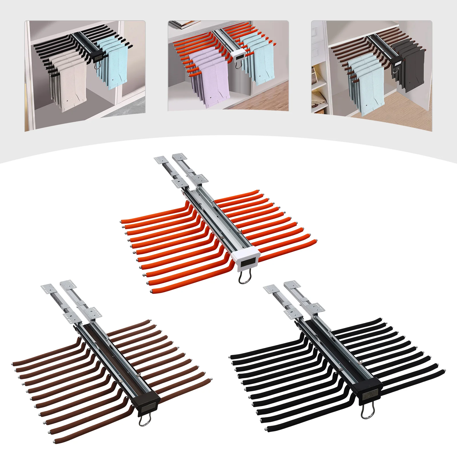 Ausziehbarer Hosenständer, ausziehbarer Kleiderschrank-Hosenständer, Schrank-Hosenständer zum Aufhängen von Jeans, Shorts, Röcken, Hosen
