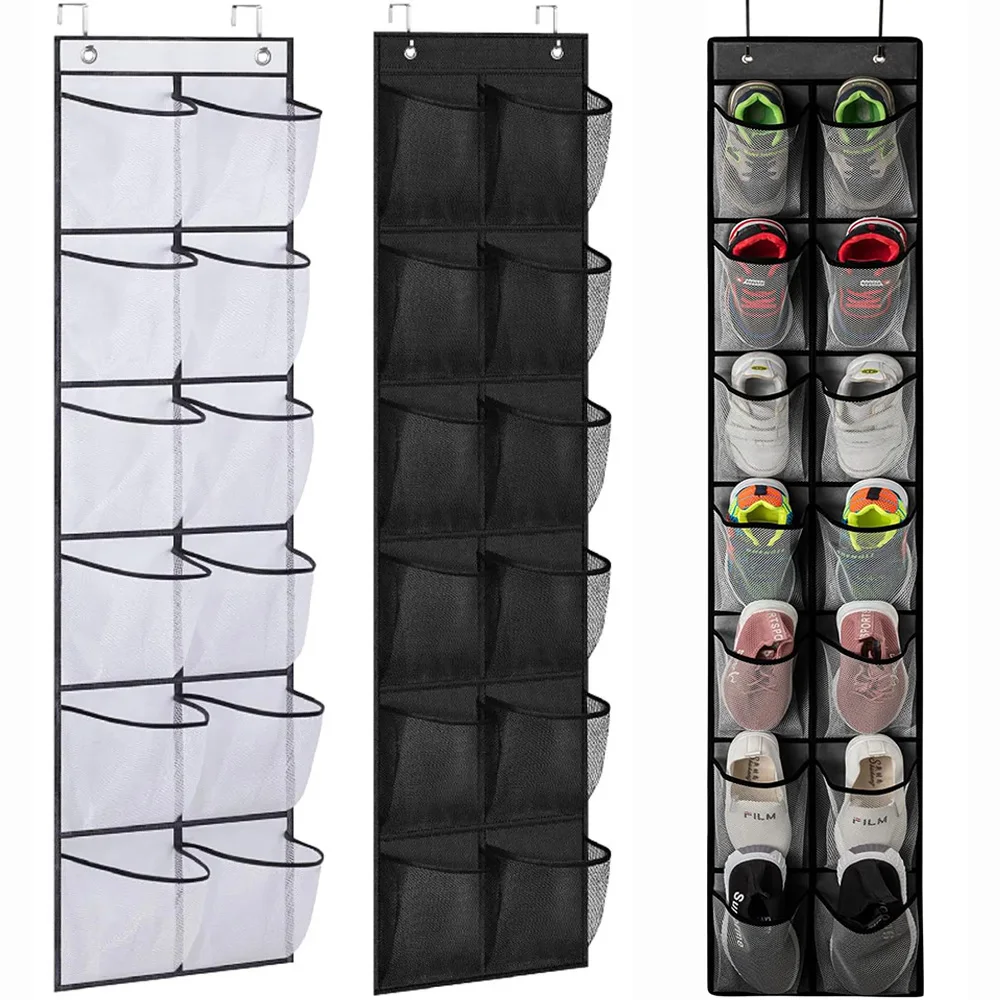 Organizer per scarpe sopra la porta, 12 grandi tasche in rete traspirante, portaoggetti da appendere salvaspazio, borsa portaoggetti in tessuto non tessuto