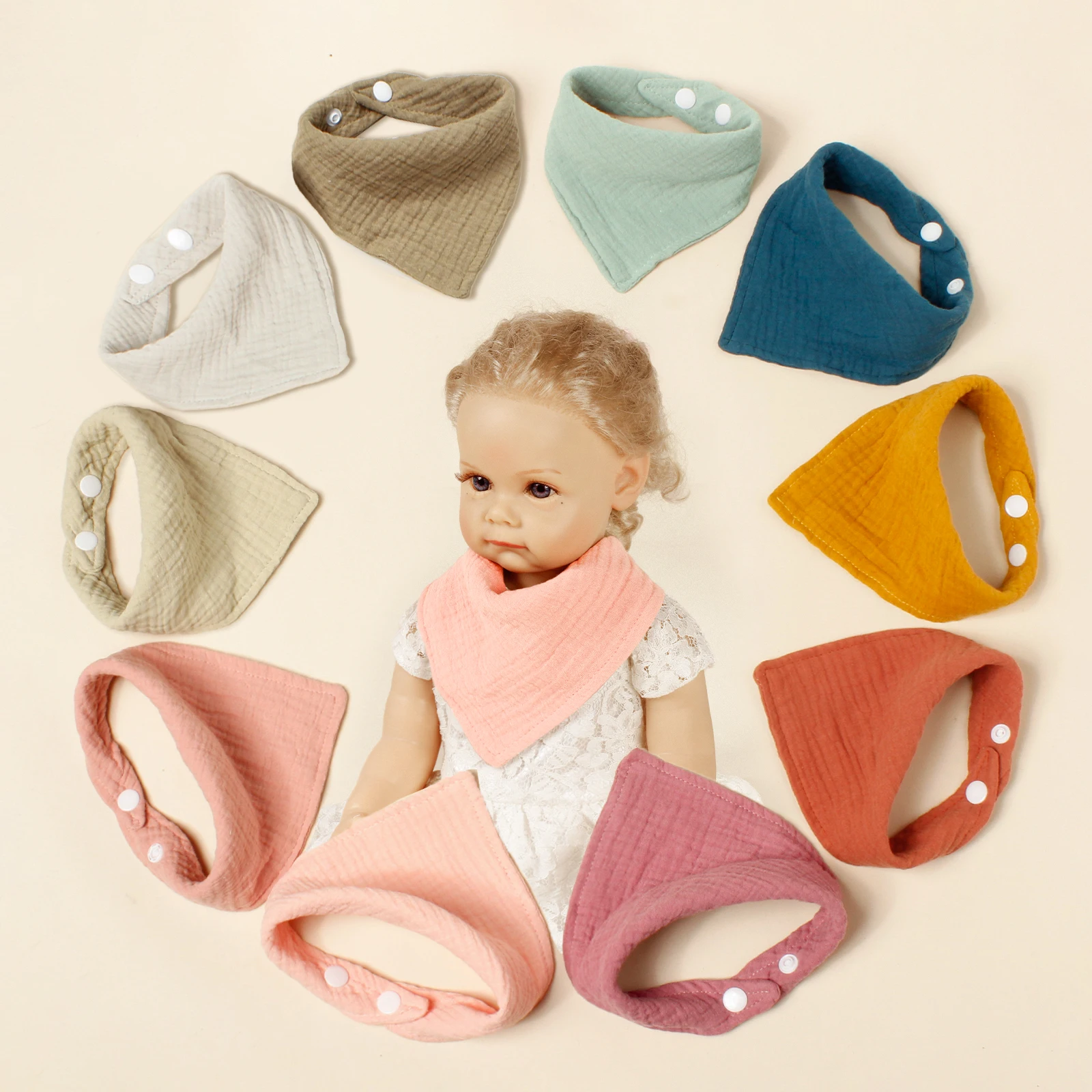 5 stücke Dreieck Sabbern Lätzchen Neugeborenen Speichel Handtücher Baumwolle Kinder Säuglings Zubehör Kleinkind Lätzchen Kleinkind Einstellbare Druckknopf Sabbern Lätzchen Image