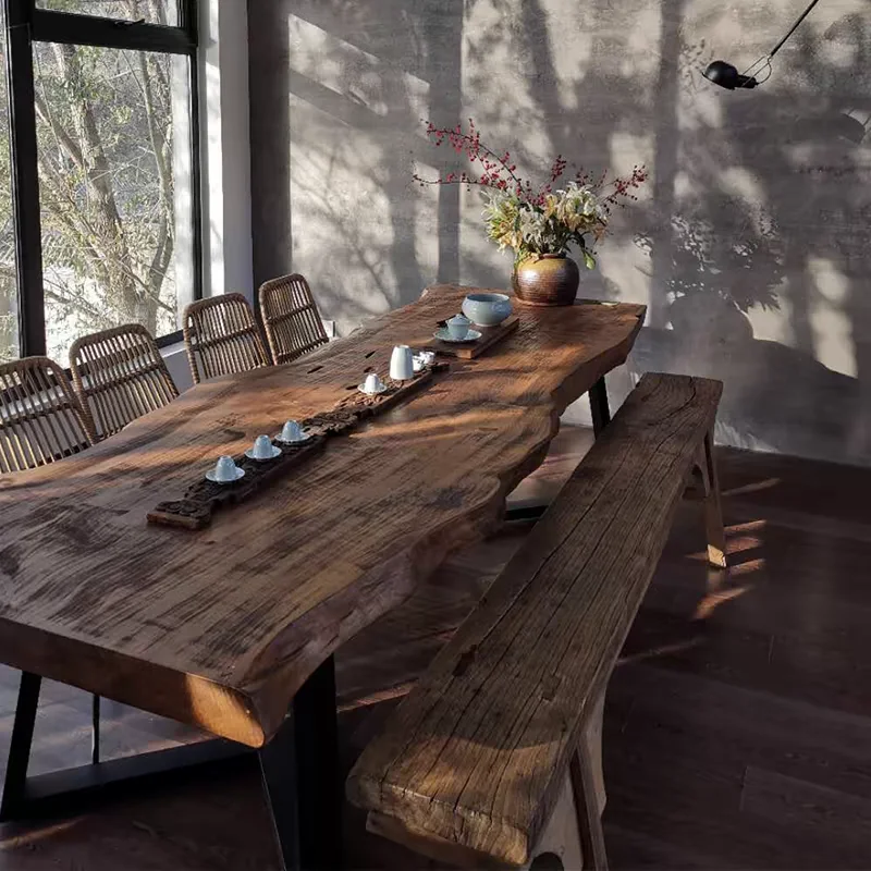 Massivholz-Teetisch im Amerikanischen Retro-Industriestil, Langer Konferenztisch, Große Tischplatte, Überraschend Geräuscharm