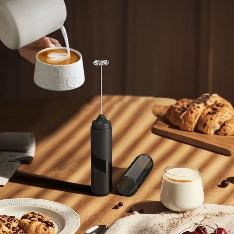 1 Satz batteriebetriebener elektrischer Milchaufschäumer, Milchaufschäumer, Kaffeemixer, tragbarer Marmeladenbereiter, Kuchencrememixer Image
