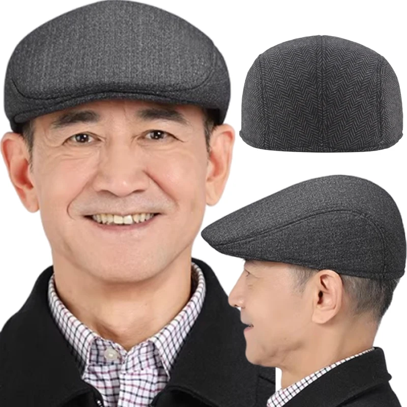 2026 Trendy Plaid Vintage Männliche Baskenmütze Britischen Retro Achteckigen Hut Klassische Streifen Maler Hut Männer Street Fashion Baskenmütze Zubehör Image