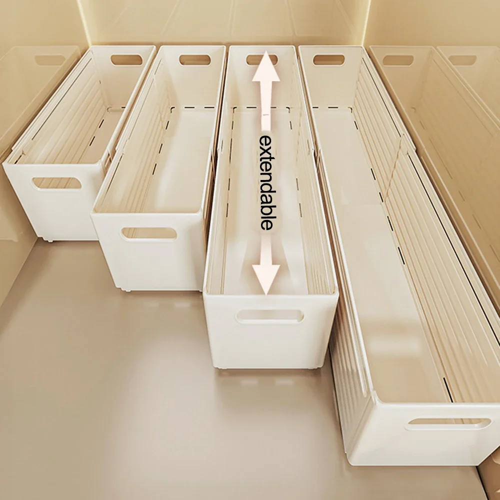 1 Stück verstellbare Kleiderschrank Socken Unterwäsche Aufbewahrungsbox Aufbewahrungsbox einziehbare Küchenschrank Aufbewahrungsbox Schublade Aufbewahrungsbox