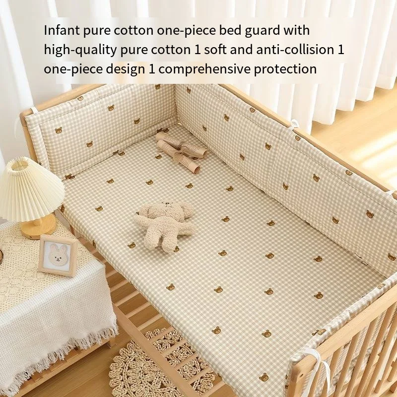 Neugeborenen-Babybettumrandung aus reiner Baumwolle, atmungsaktiv, kollisionssicher, gepolstert, weiche Tasche, einteiliges Babybett mit Kinderspleißung Image