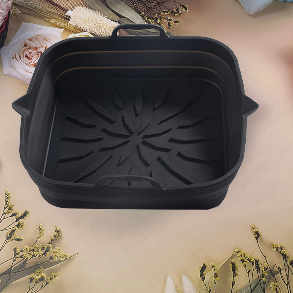 Silikon-Backblech für Heißluftfritteusen, quadratische Grillpfanne, antihaftbeschichtet, hochtemperaturbeständig, Mehrzweck-Küchenzubehör Image