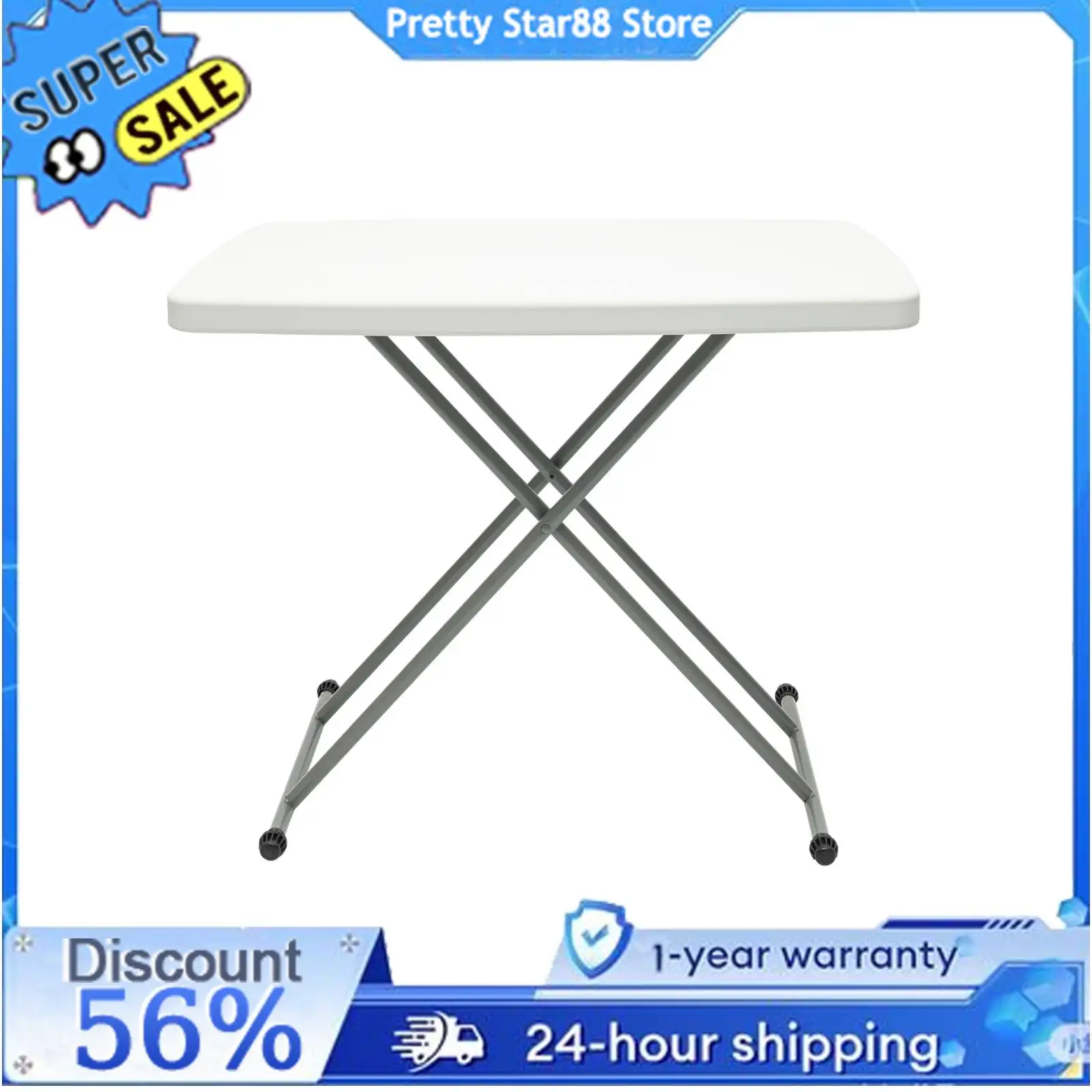 Tragbarer Klapptisch, höhenverstellbar und klappbarer Designtisch, HDPE- und Stahlmaterial, hochstabiler Tisch, Esstisch-Set Image