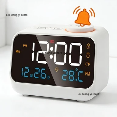 USB-Lade-Wecker - 24-Stunden-Radio, LED-Digitalanzeige, Kalender, Temperatur- und Feuchtigkeitsmesser für den Nachttisch Image