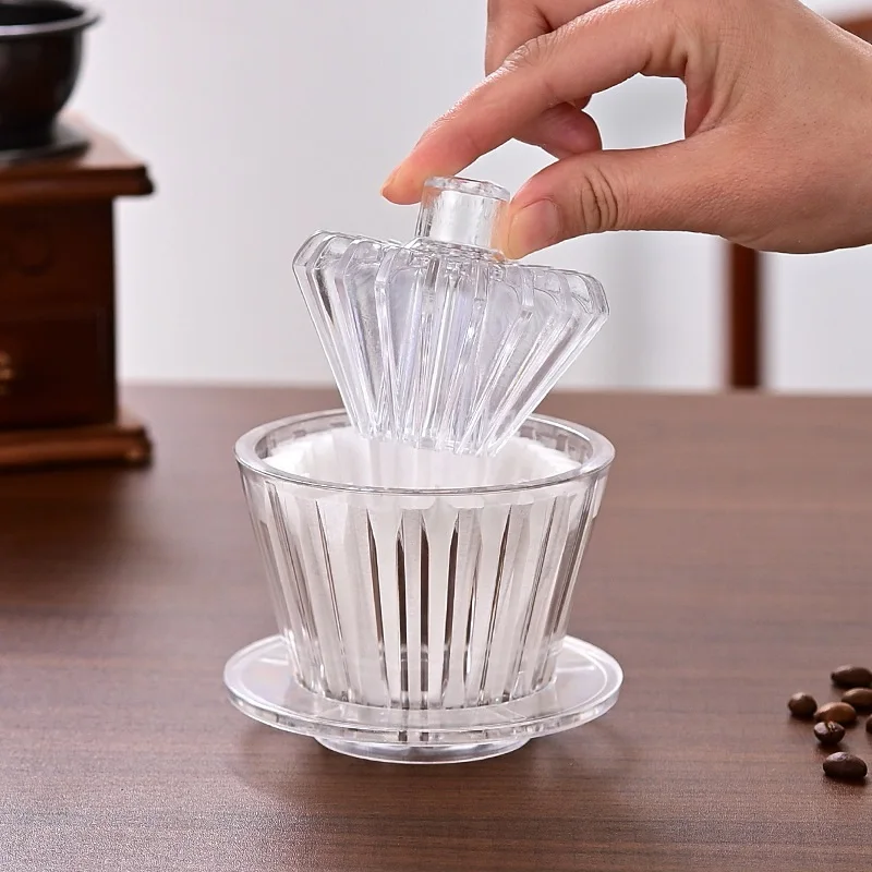 Umweltfreundliches Handgefertigtes Kuchenförmiges Kaffeefilter-Papier-Set 100% Biologisch Abbaubar BPA-Frei Acryl-Tasse & Presse, Ideal für Heimbrühen Image