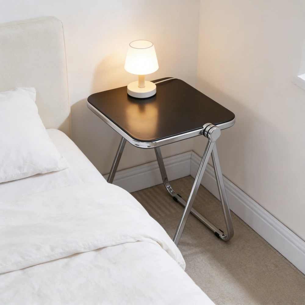 Klappbarer Beistelltisch aus Acryl, dicker transparenter Couchtisch für die Sofaecke, leichte, luxuriöse Wohndekoration, einfacher europäischer Stil, tragbar Image