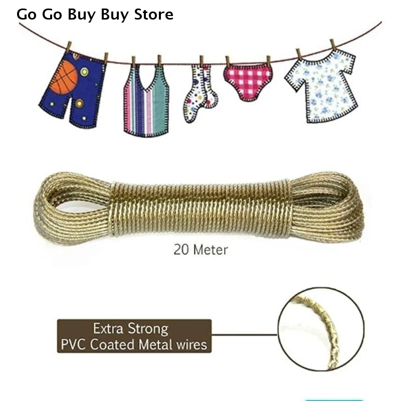 【ST】1 Stück 10/20/30/50M PVC-beschichtete Stahl-Wäscheleine, tragbare Wäscheleine für den Außenbereich, Garten, Camping, Reisen, Wäsche-Trocknungsseil Image