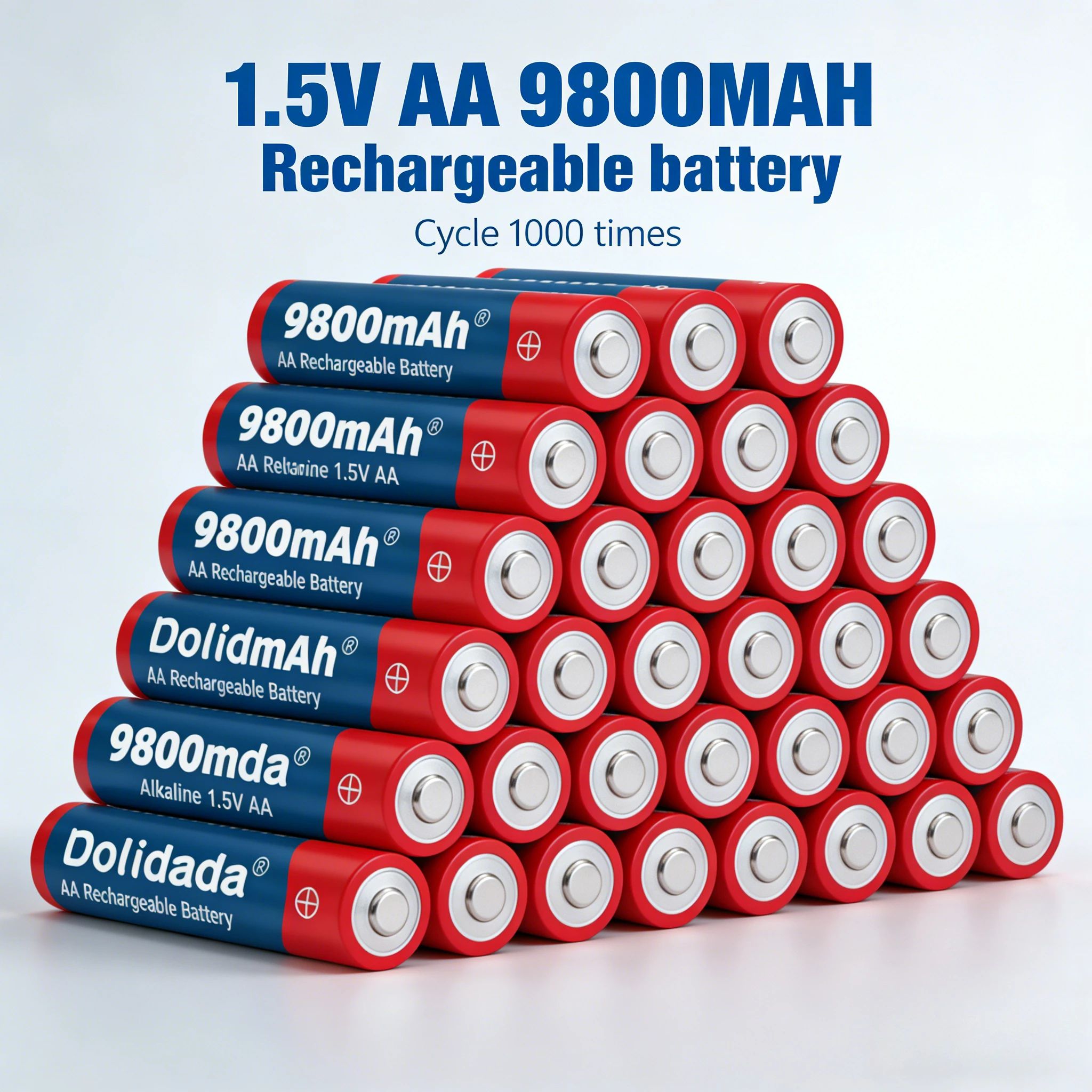ALKALINE BATTERIE 1,5V AA Wiederaufladbar 9800mAh Hochwertig für Mikrofon Spielzeug Kamera LED-Licht LANGLEBIGE TROCKENBATTERIE Image