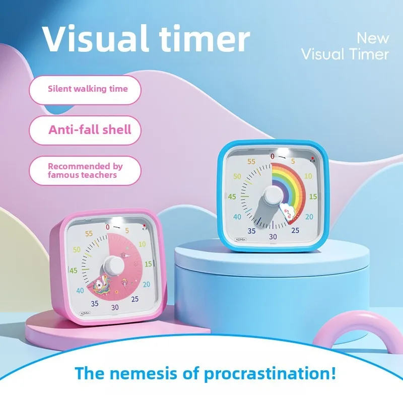 Visueller Timer mit Nachtlicht, 60-Minuten-Countdown-Timer für Kinder und Erwachsene, Pomodoro-Stoppuhr Image