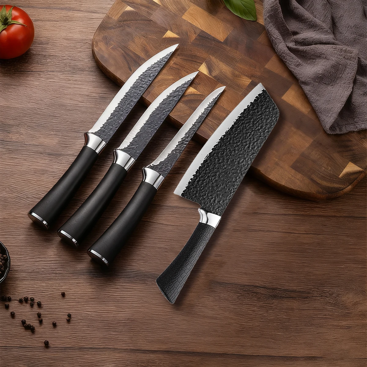 Schwarzes Kochmesser-Set, multifunktionales Hack- und Schneidemesser, Kochwerkzeug, ein ideales Weihnachtsgeschenk Image