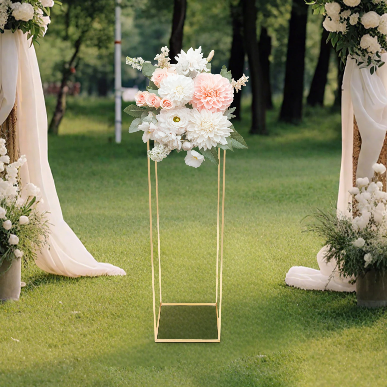 Blumenständer, Pflanzenständer aus Metall, hoher Blumenhocker, 100 cm hoch, quadratischer dekorativer Pflanzenständer zur Dekoration im Wohnzimmer Image