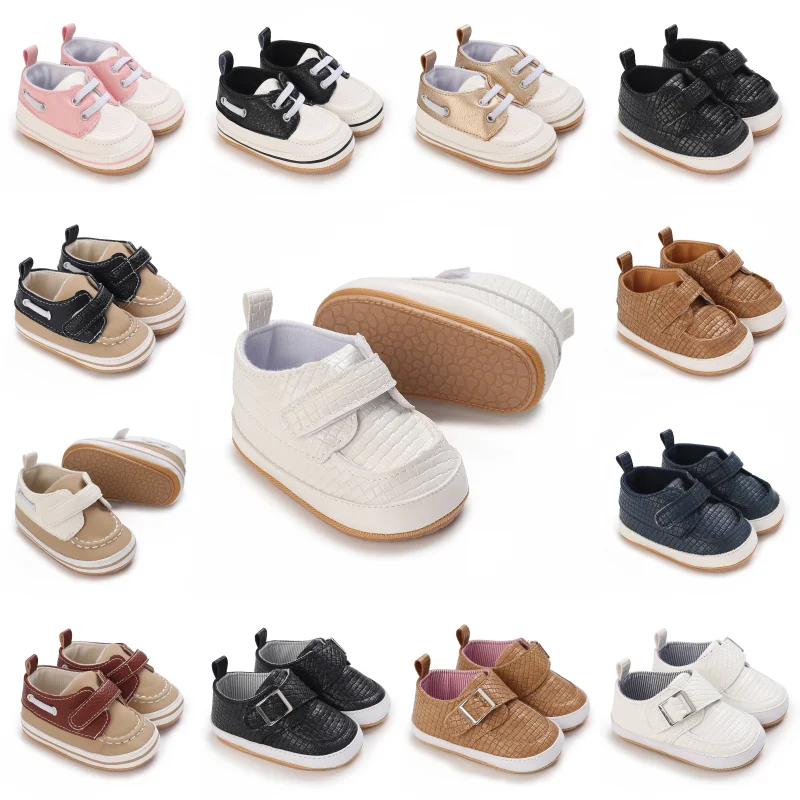 Neugeborene Baptisten Schuhe Baby Schuhe klassische Leder Gummis ohle Anti-Rutsch-Kleinkind First Walker Baby Mädchen Schuhe Mokassins