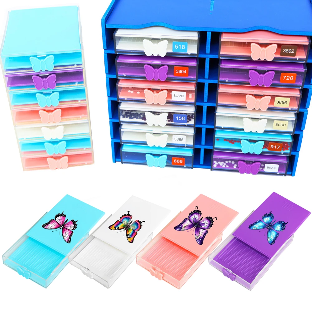 4-teiliges Diamantmalerei-Sortier-Set: Diamantmalerei-Perlen-Sortierplatte mit Löffel & Pinsel, Strass-Organizer-Platte für Kunsthandwerk Image